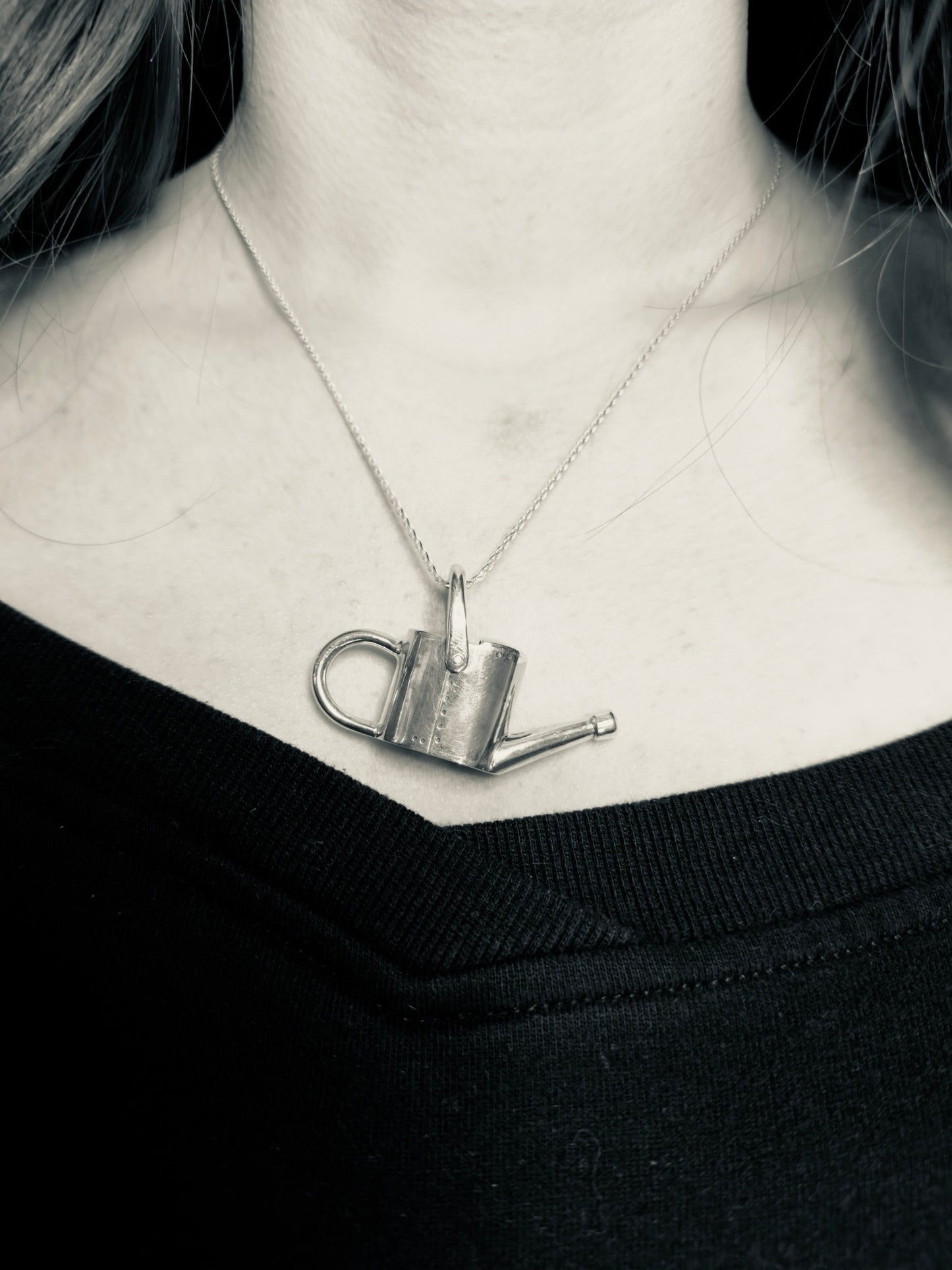 Watering can Necklace set with London Blue Topaz