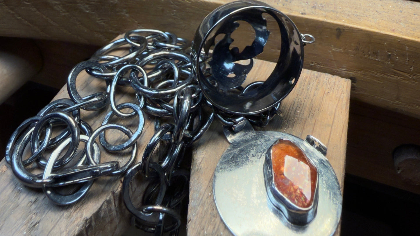 Silver Phoenix 'Fire Within' necklace with sunstone