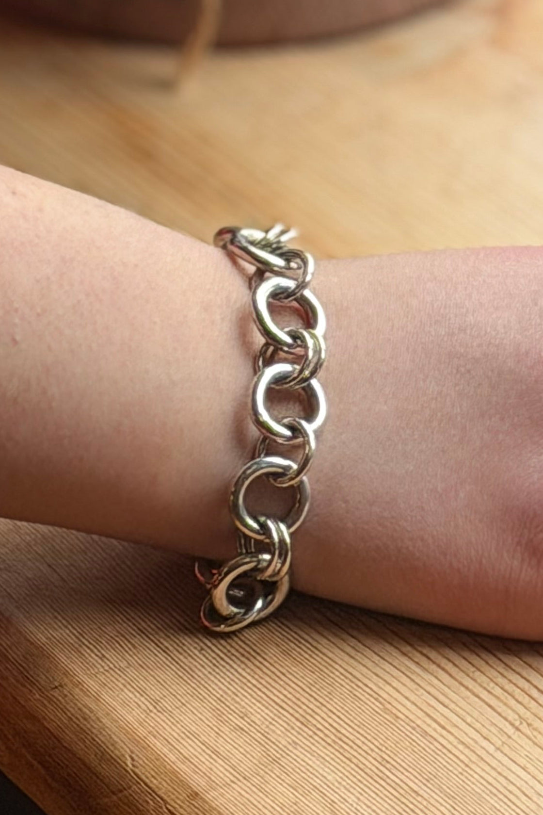 Silver chunky alternate link bracelet
