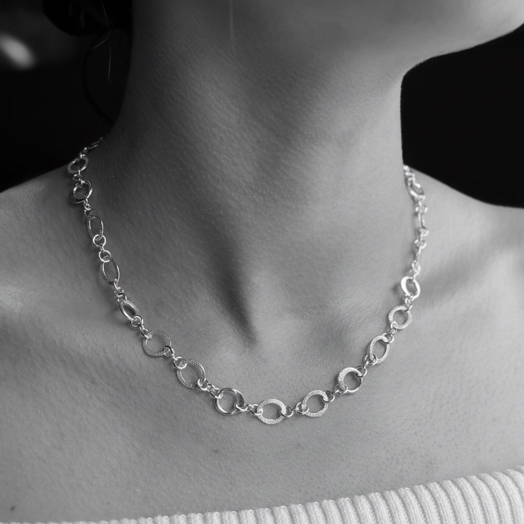Flat textured polished and frosted ink chain Halo