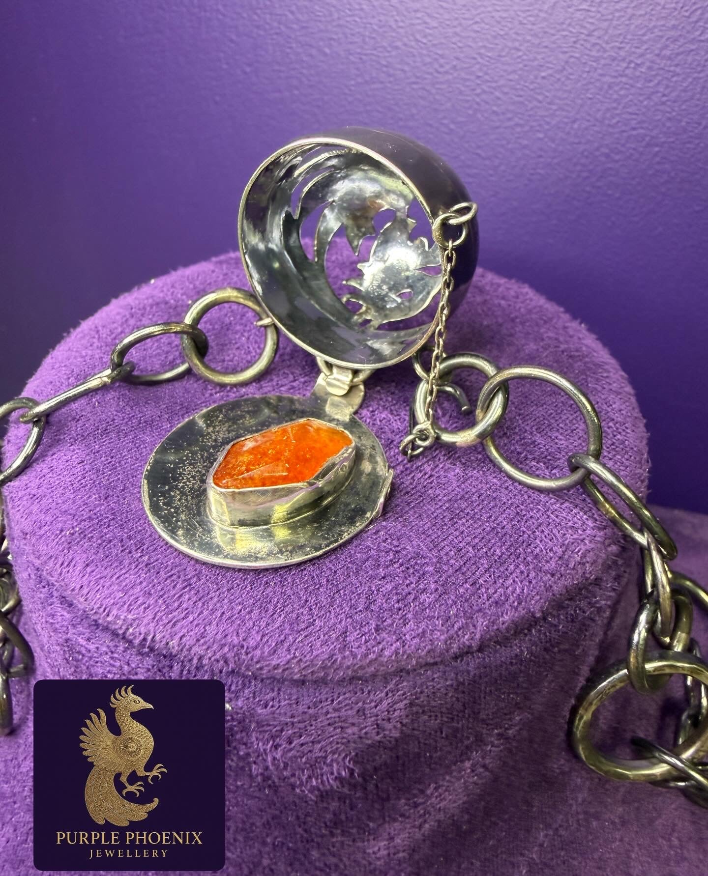 Silver Phoenix 'Fire Within' necklace with sunstone