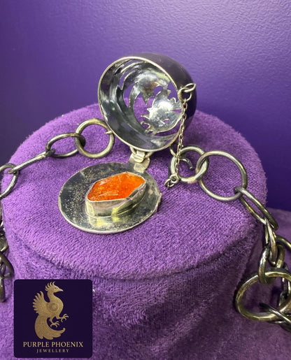 Silver Phoenix 'Fire Within' necklace with sunstone