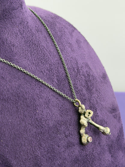Silver Alchemy pendant on a diamond spiga 18" chain oxidised- Rhodolite garnet rose cut