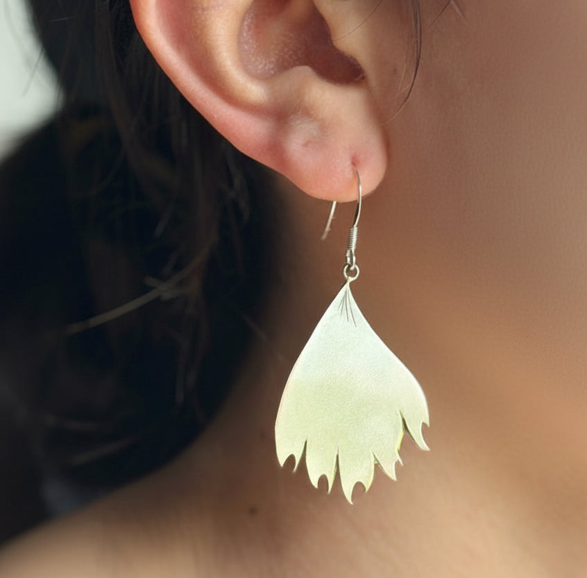Phoenix feather satin finish earring