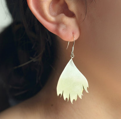 Phoenix feather satin finish earring