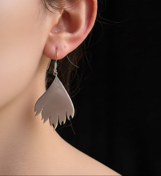 Silver Phoenix Tail Freather drop earrings
