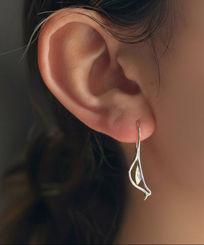 Silver bird and branch drop earrings