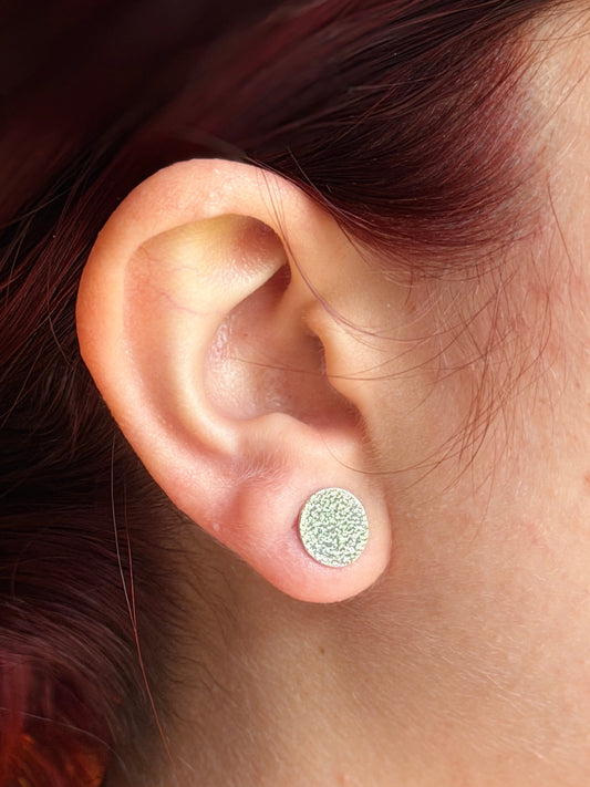 Round silver frosted studs small
