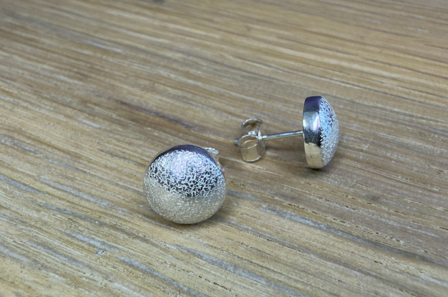 Silver Domed and textured stud earrings