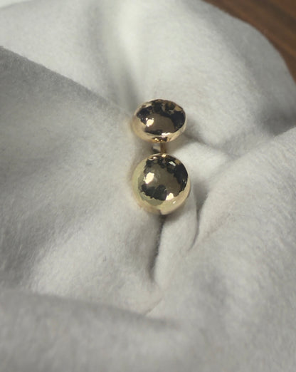 9ct Yellow domed earrings-hammered effect