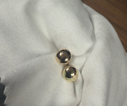 9ct Yellow domed earrings-hammered effect