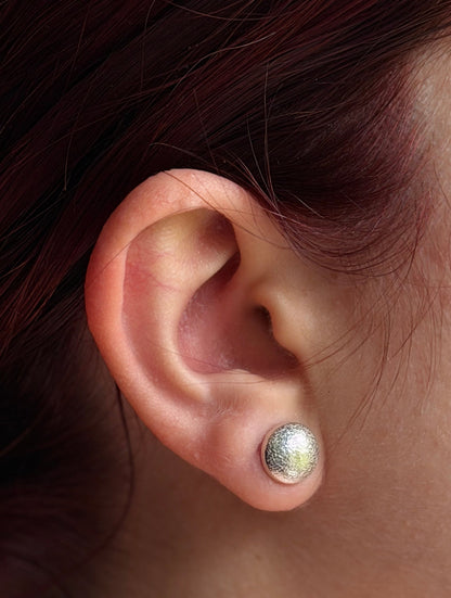 Silver Domed and textured stud earrings