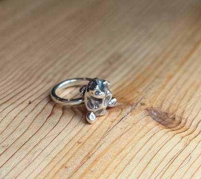 Silver molten ring large molten size M