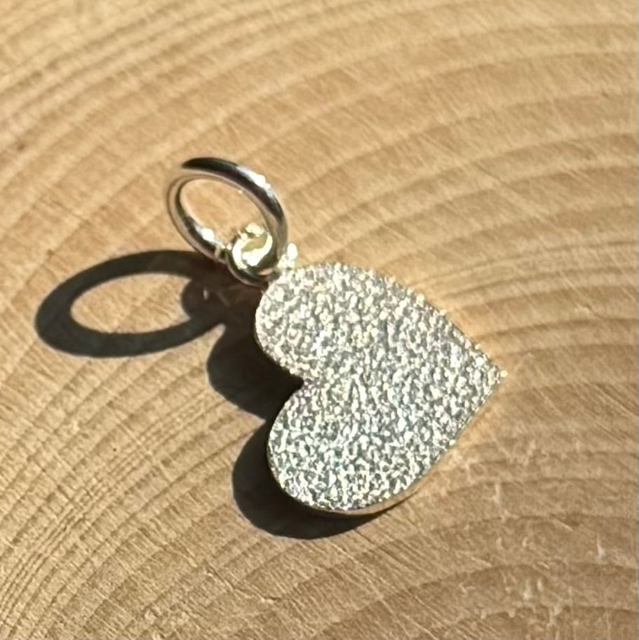 Silver frosted heart charm