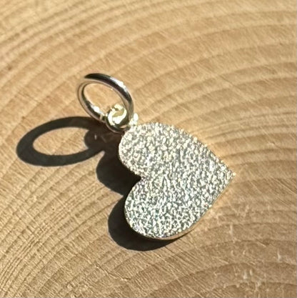 Silver frosted heart charm