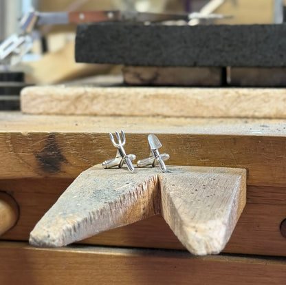 Silver Trowel and Garden Fork Cufflinks