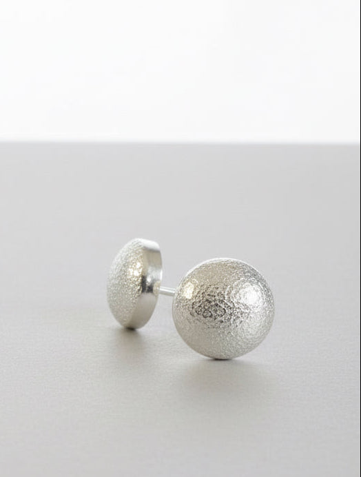 Silver Domed and textured stud earrings