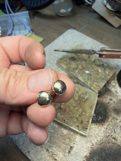 Silver Domed hammered stud earrings