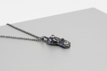 Alchemy Silver necklace-Molten silver with rhodolite garnet