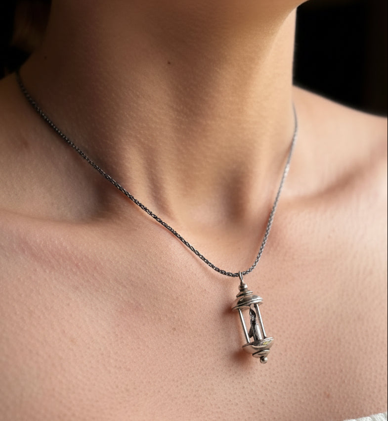 Lantern necklace on model