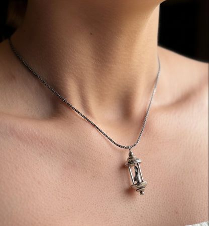 Lantern necklace on model