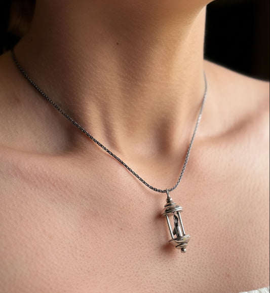 Lantern necklace on model