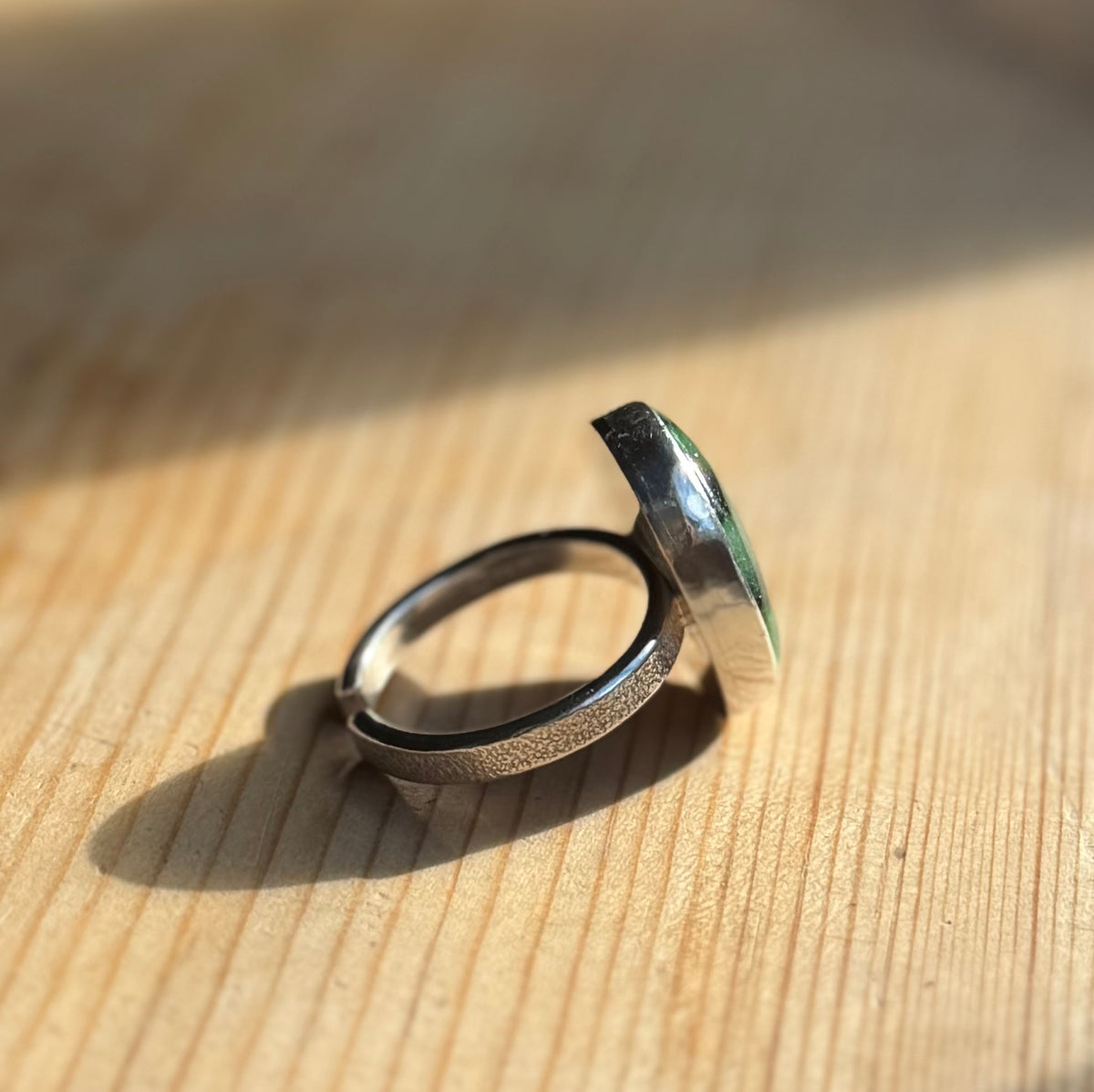 Ruby Zoisite Silver ring with open shank