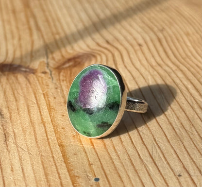 Ruby Zoisite Silver ring with open shank