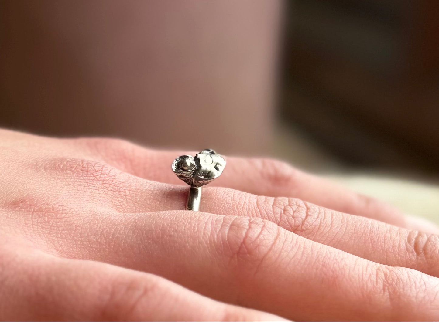 Alchemy ring satin finish on hand