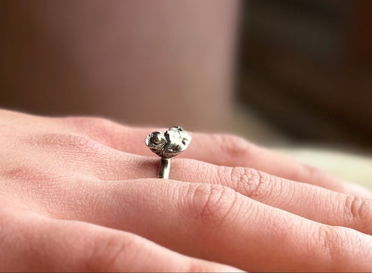 Alchemy ring satin finish on hand