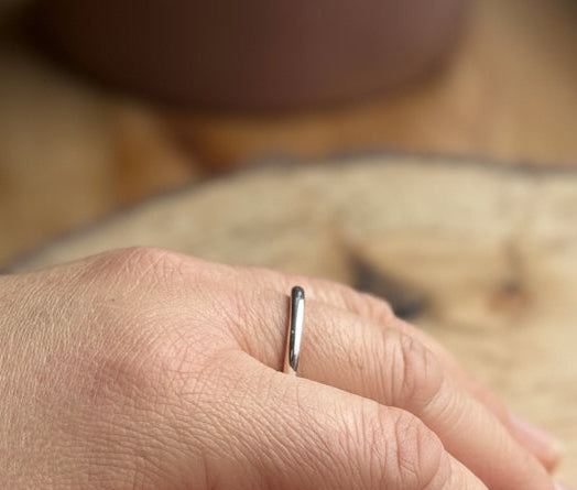 Silver round profile ring band satin finished