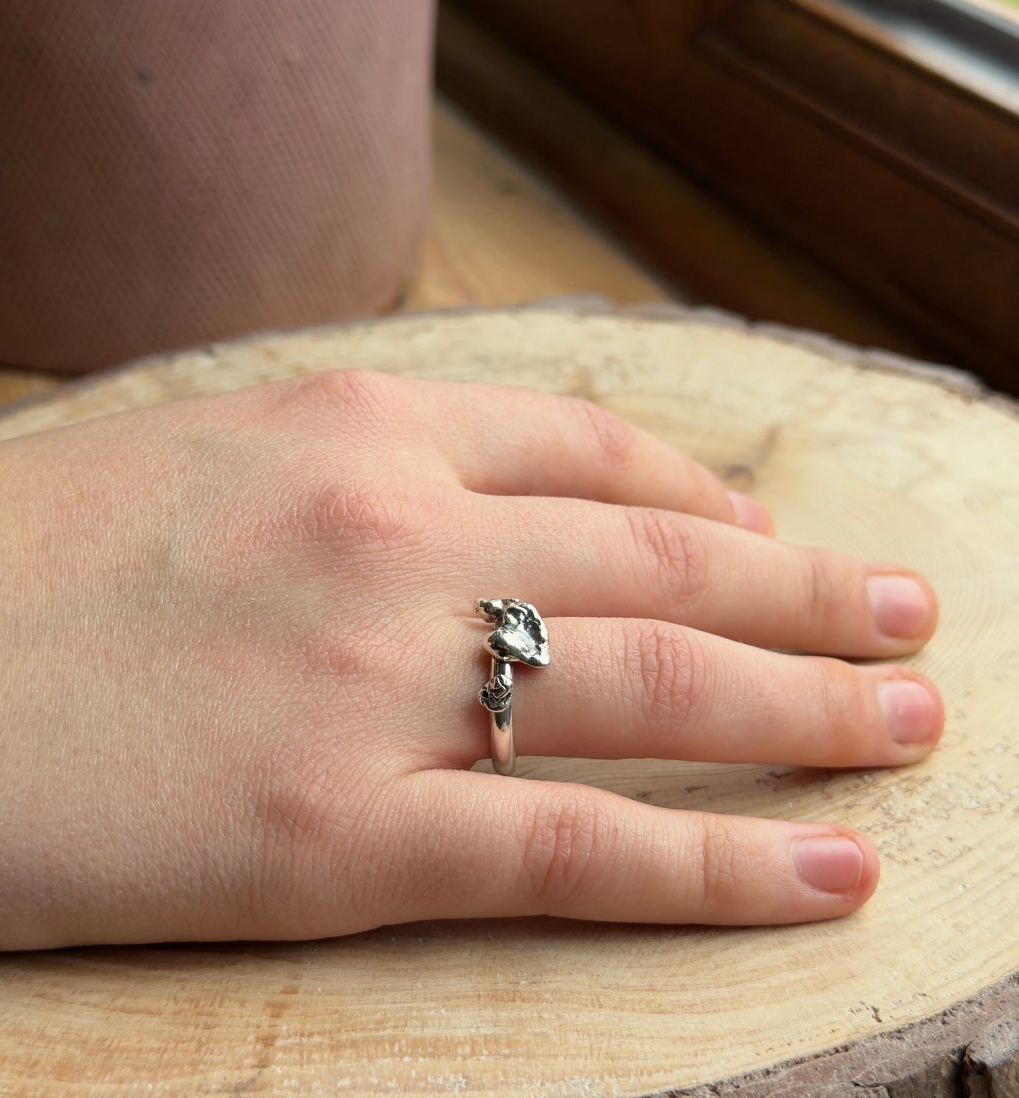 Alchemy ring band with 4 molten nuggets