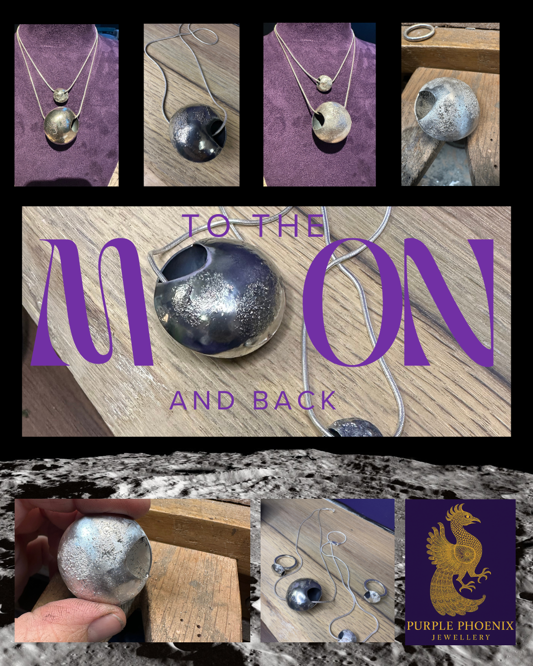 Silver ‘To The Moon And Back’ Large pendant on chain
